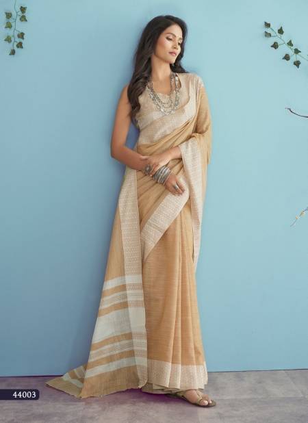 Peach Colour Aarzoo Lakhanwavi Silk Rajyog New Latest Soft Linen Saree Collection 44003